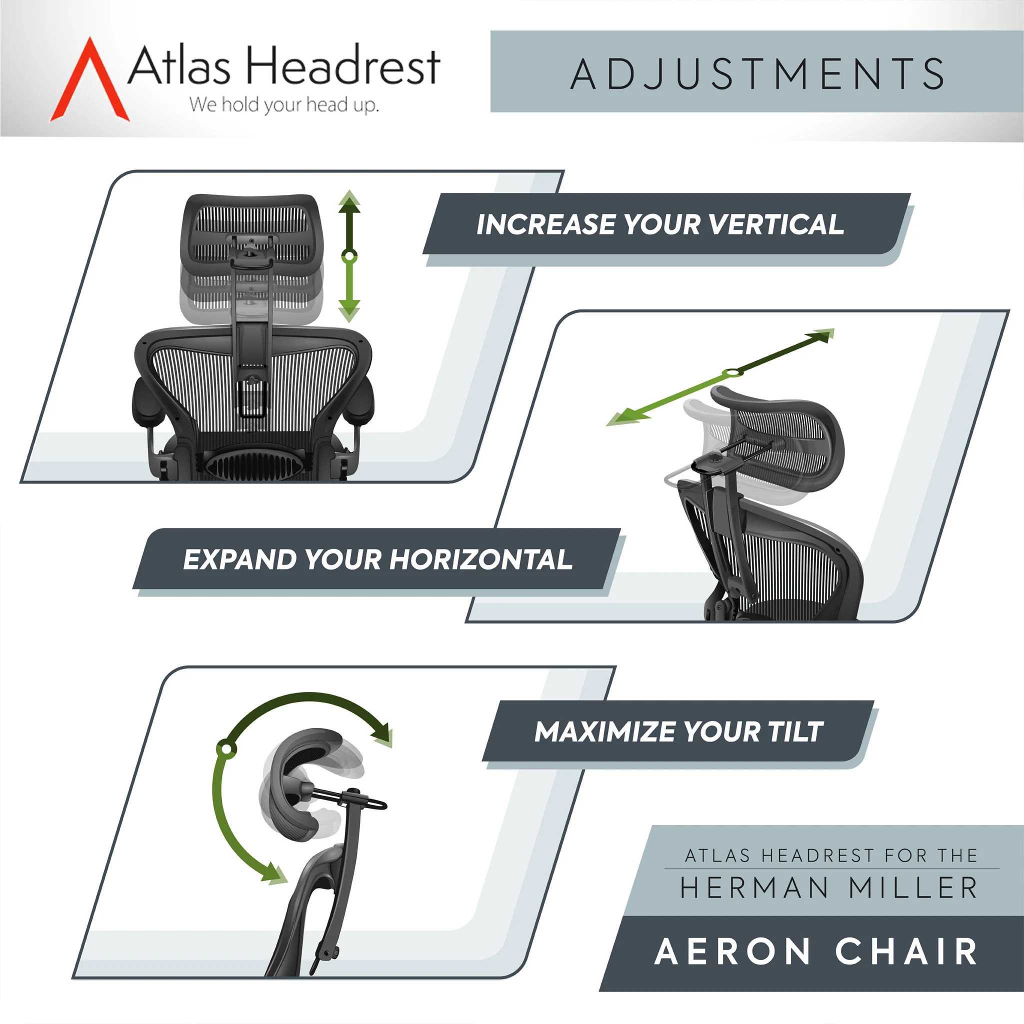 Atlas Suspension Headrest for Herman Miller Aeron Classic Chair - 3D01 - Image 4